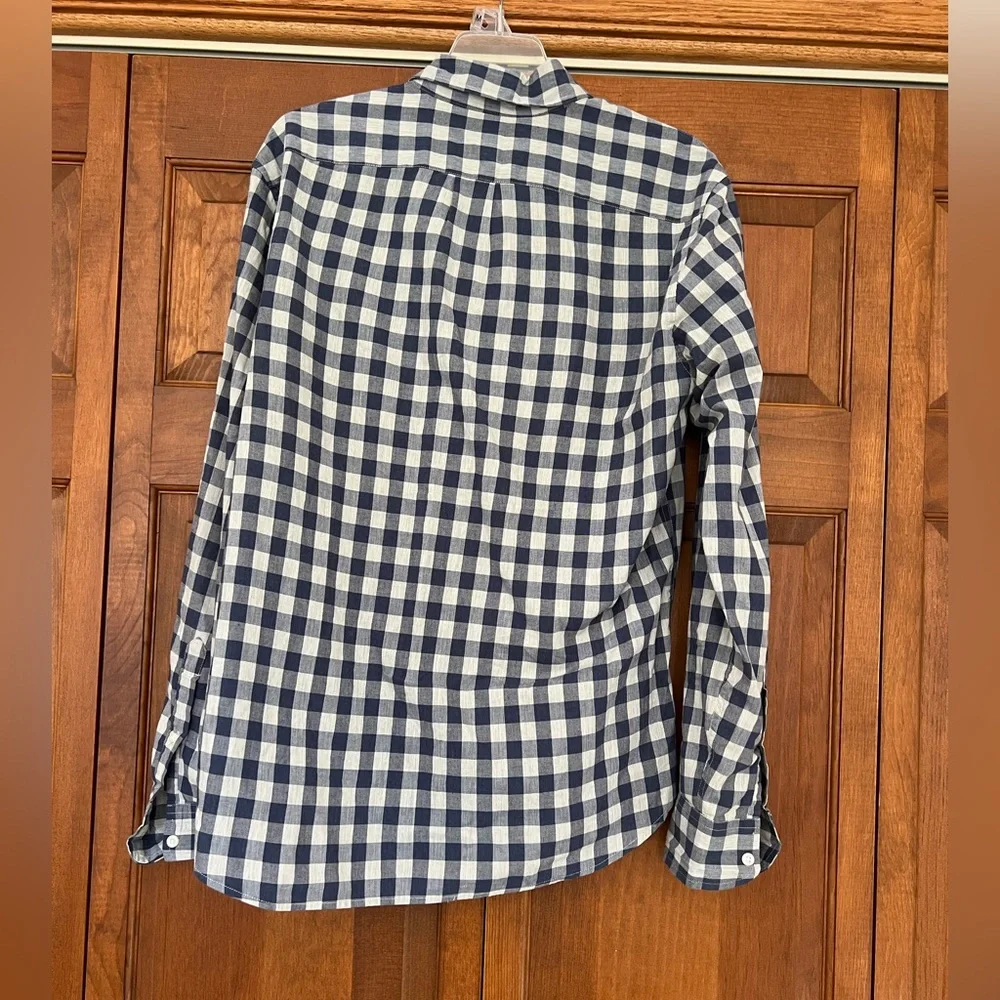 J. Crew Navy and White Plaid Button Down Shirt